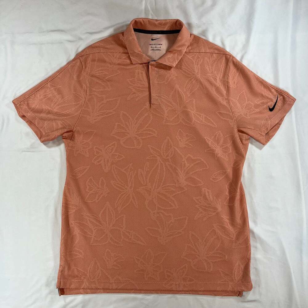 Nike Tiger Woods Collection Dri-FIT ADV Golf Polo Mens Jacquard Floral Coral M